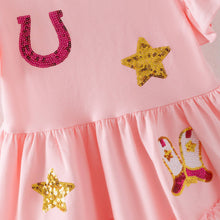 Load image into Gallery viewer, Clover Cottage - Wild West Sequin Girls Dress
