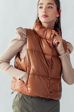 Load image into Gallery viewer, Leather puffer vest
