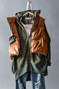 Leather puffer vest