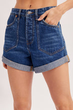 Load image into Gallery viewer, Bluivy - WESTERN POCKET ROLLED HEM DENIM SHORTS
