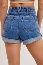 Load image into Gallery viewer, Bluivy - WESTERN POCKET ROLLED HEM DENIM SHORTS
