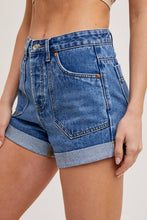 Load image into Gallery viewer, Bluivy - WESTERN POCKET ROLLED HEM DENIM SHORTS
