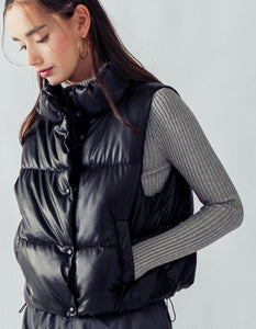 Leather puffer vest