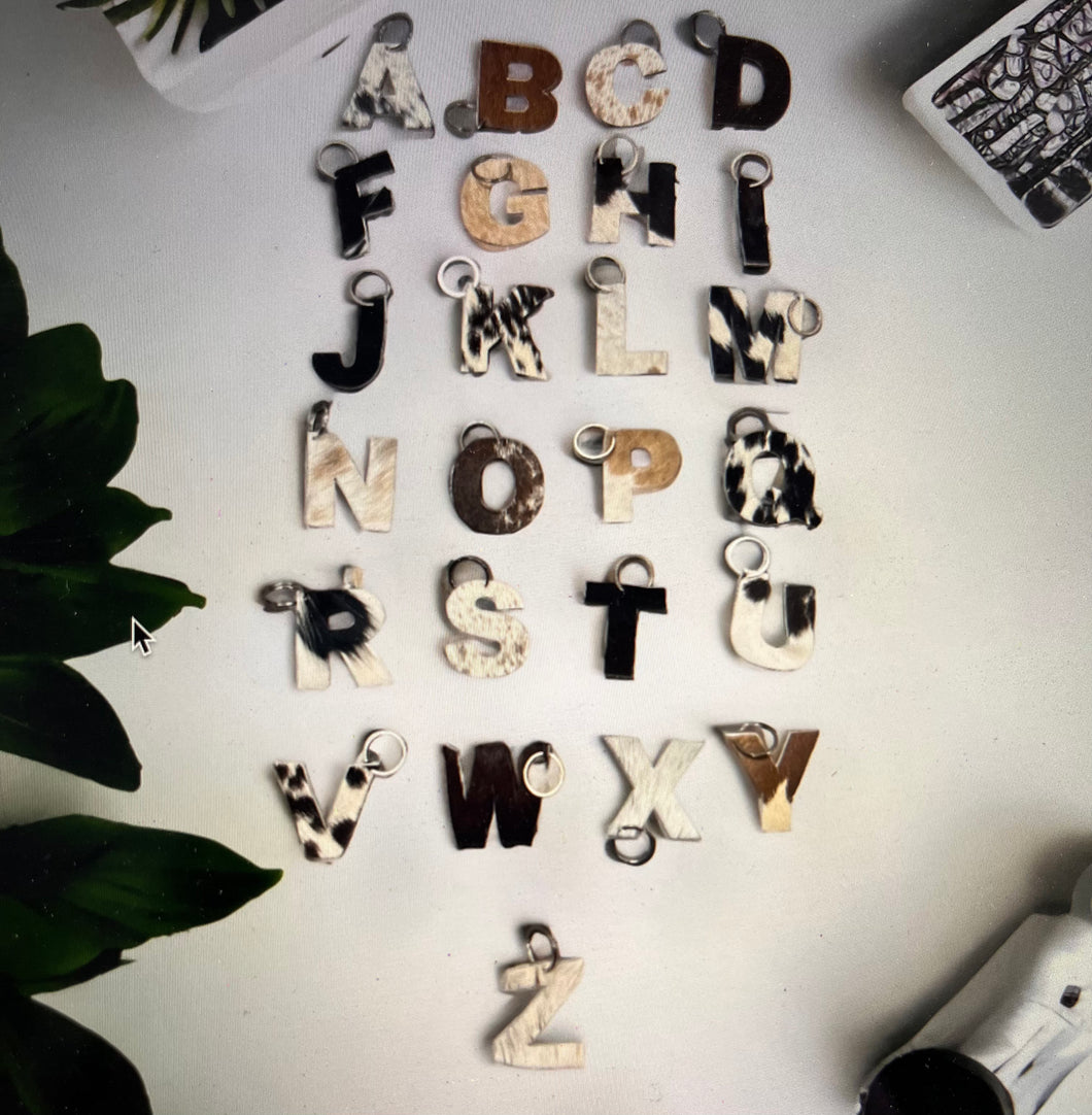 Cowhide alphabet keychains