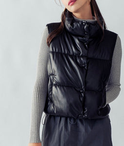 Leather puffer vest