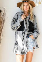 Load image into Gallery viewer, Grey &amp; Black aztec jacket
