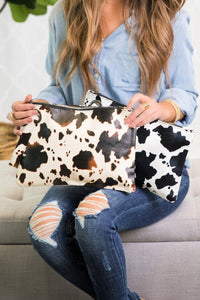 Cow print clutch