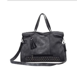 Large charcoal studded purse