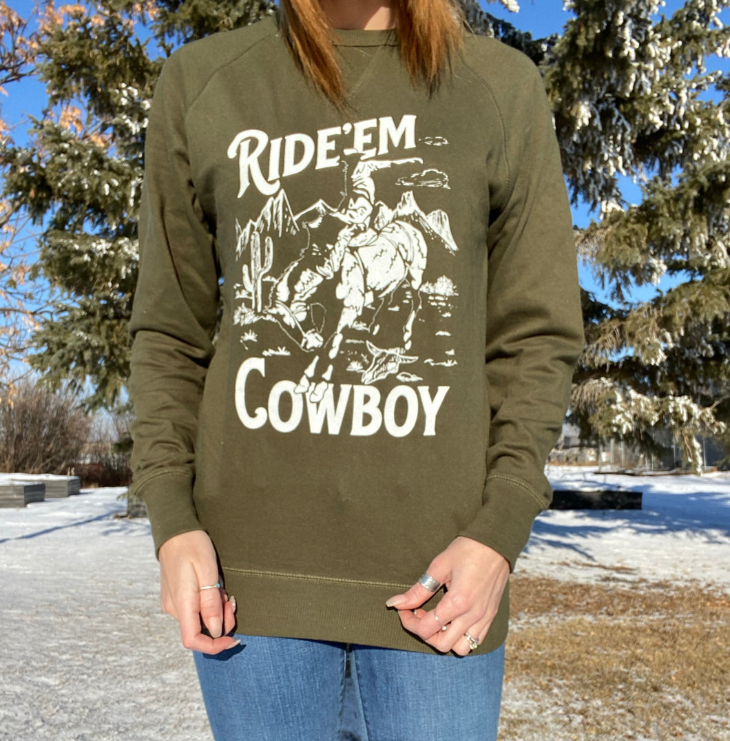 ‘Ride ‘em cowboy’ crew neck sweater