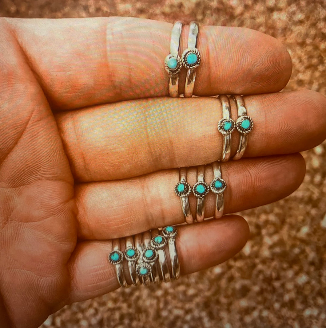 Staple turquoise rings